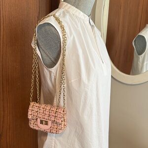 Tweed, pink and gold mini bag